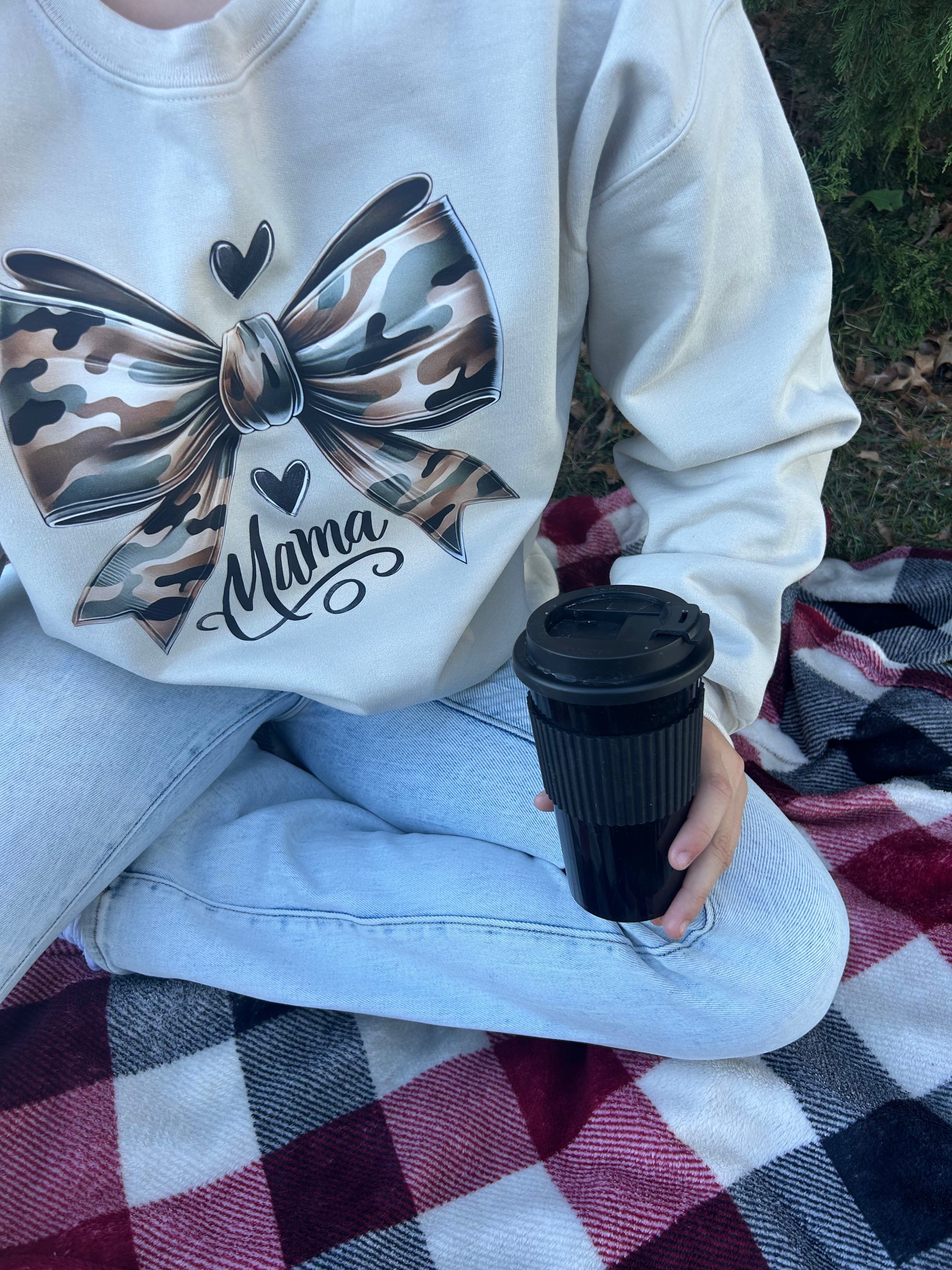 Camo mama bow sweatshirt